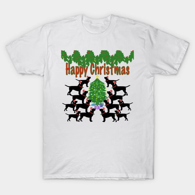 Black labradors at Christmas T-Shirt by designInk